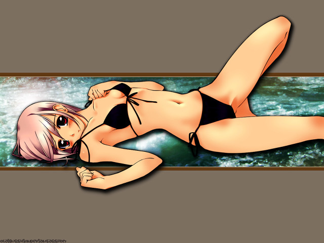 Cartoon woman bikini water lying free wallpaper for desktop - medium preview image