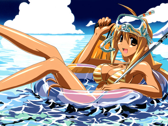 Woman bikini surfboard water anime free wallpaper for desktop - medium preview image