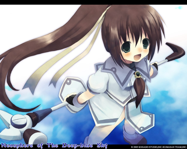 Anime girl sword sky clouds free wallpaper for desktop - medium preview image