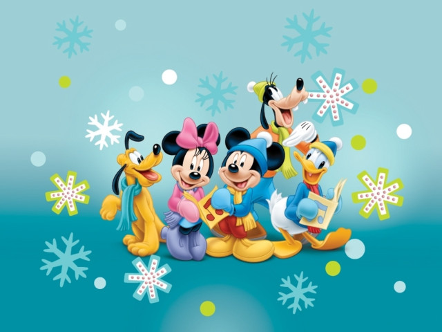 Mickey pluto snowy night disney free wallpaper for desktop - medium preview image