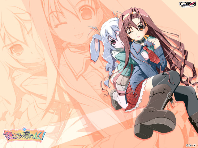 Anime couple pink background rayonism free wallpaper for desktop - medium preview image