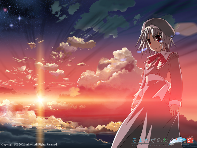 Girl sunset clouds stars bright free wallpaper for desktop - medium preview image