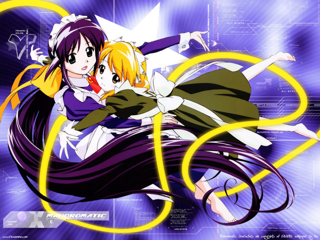 Anime manga maid couple purple free wallpaper for desktop - medium preview image