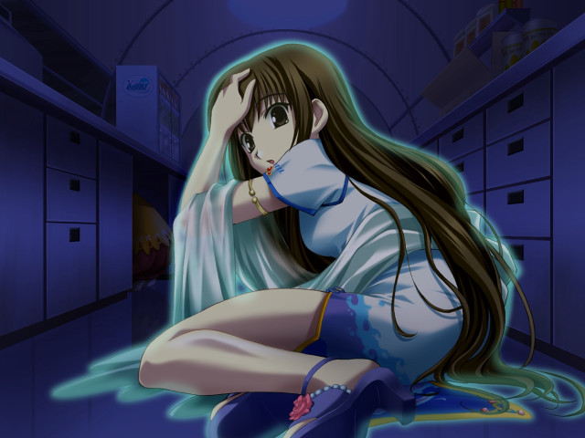 Girl blue hologram ayako rokkaku free wallpaper for desktop - medium preview image