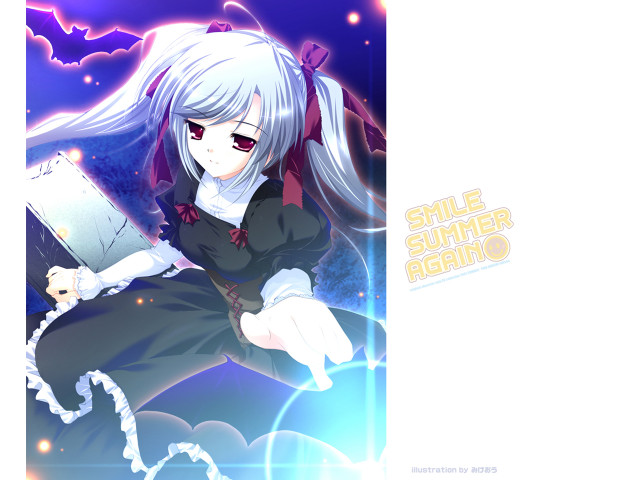 White haired anime girl black free wallpaper for desktop - medium preview image