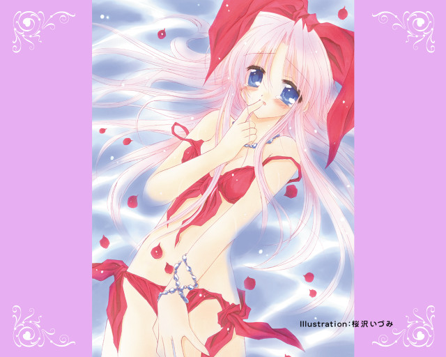 Girl bikini red hat anime free wallpaper for desktop - medium preview image