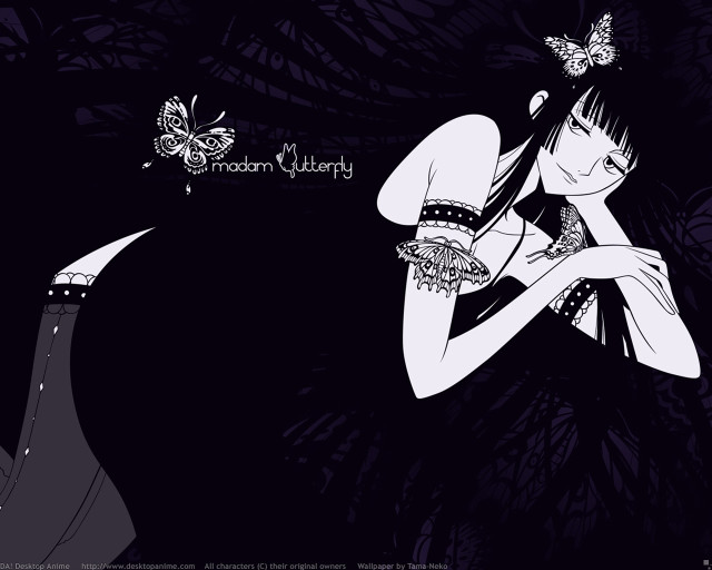 Woman butterfly shoulder gothic lineart free wallpaper for desktop - medium preview image
