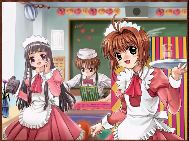 Maid girls kitchen flowers smile free wallpaper for desktop - medium preview image