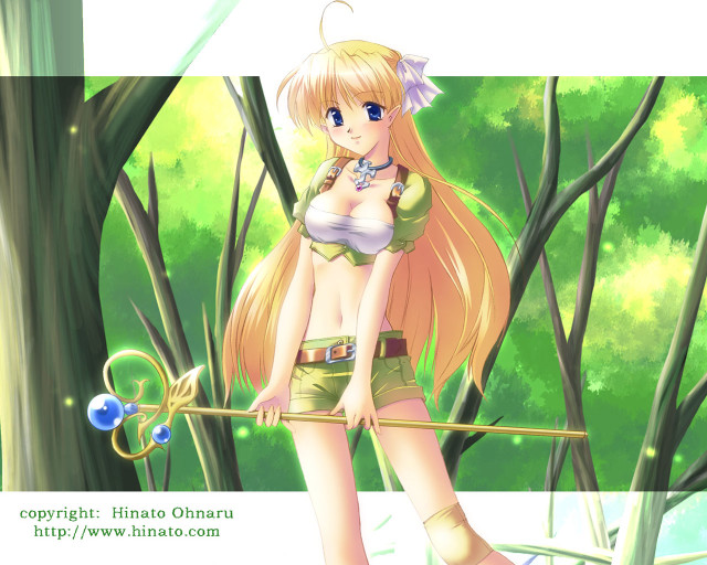 Cartoon girl blonde hair forest free wallpaper for desktop - medium preview image