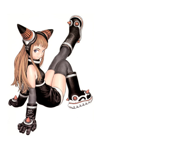 Woman cat ear headphones brown free wallpaper for desktop - medium preview image