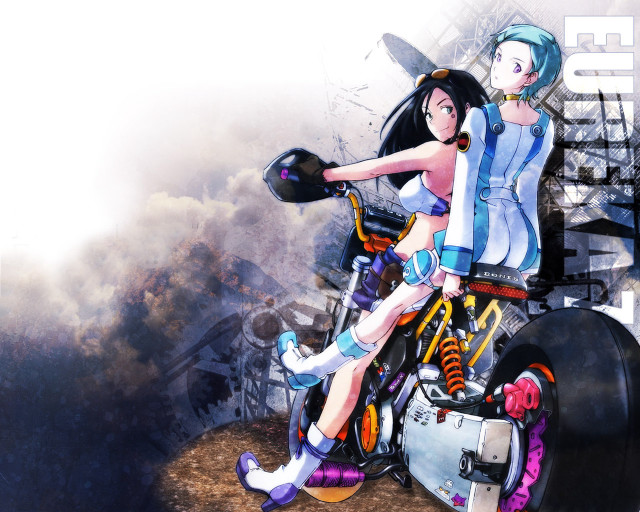 Motorcycle girls aqua blue black free wallpaper for desktop - medium preview image