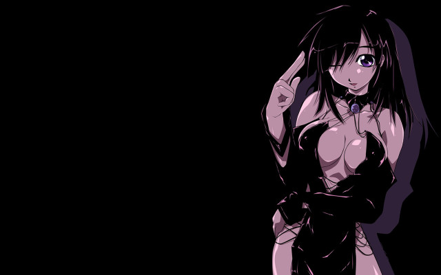 Gothic anime woman blackdress knife free wallpaper for desktop - medium preview image