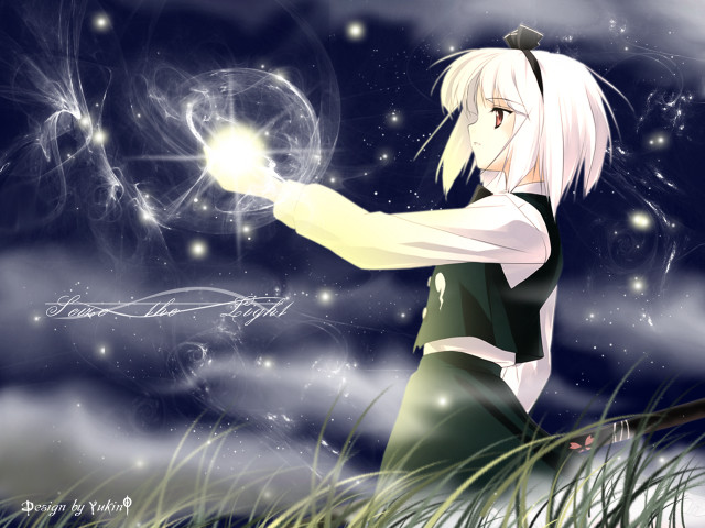 White hair girl light stars free wallpaper for desktop - medium preview image