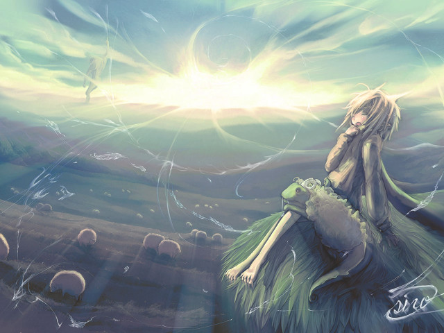 Woman ocean rock sky fish free wallpaper for desktop - medium preview image