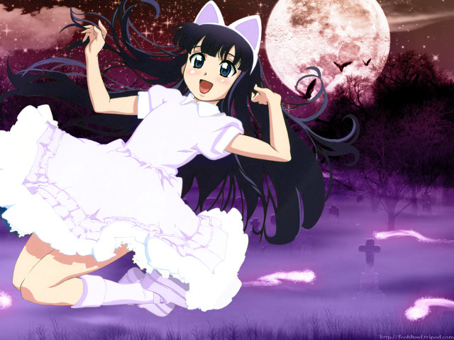 Gothic anime woman fullmoon catears free wallpaper for desktop - medium preview image