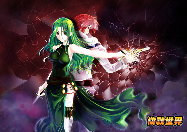 Green dress girls gun anime free wallpaper for desktop - medium preview image