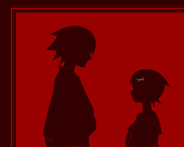Couple red background silhouette 3girls free wallpaper for desktop - medium preview image