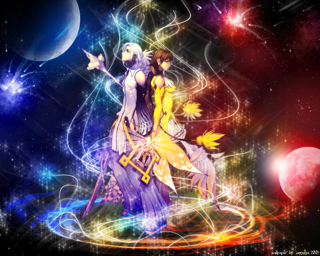 Dancing stars moonlight anime fantasy free wallpaper for desktop - medium preview image