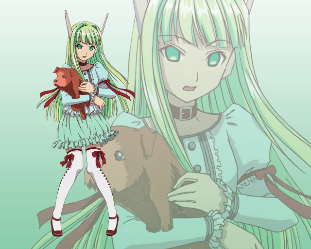 Girl aqua green hair teddy free wallpaper for desktop - medium preview image