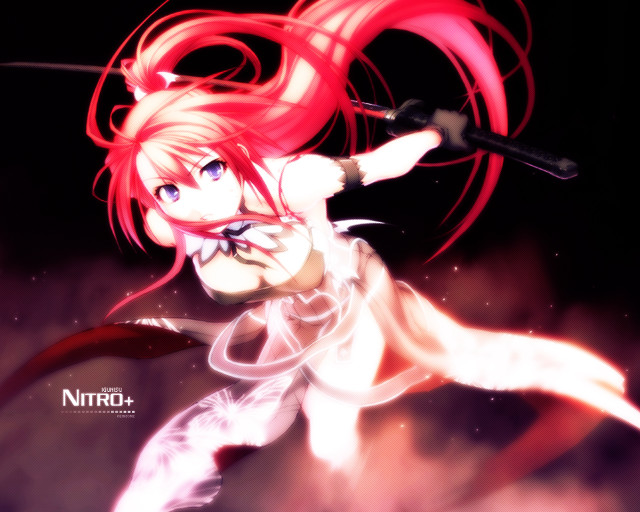 Anime redhair sword katana ponytail free wallpaper for desktop - medium preview image