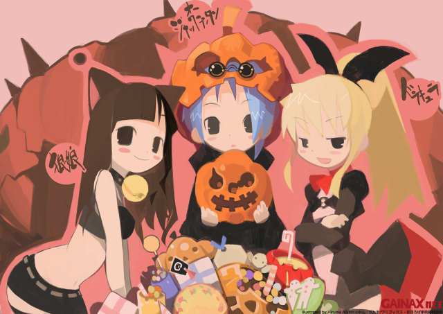 Halloween anime girls pumpkins treats free wallpaper for desktop - medium preview image