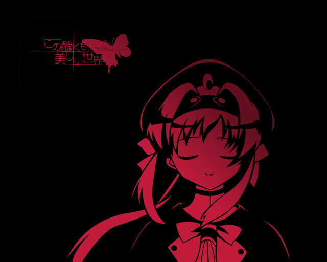 Girl bowtie hoodie distant smile free wallpaper for desktop - medium preview image