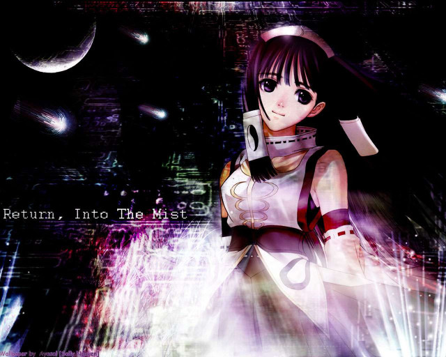 Futuristic girl impressionism moon stars free wallpaper for desktop - medium preview image