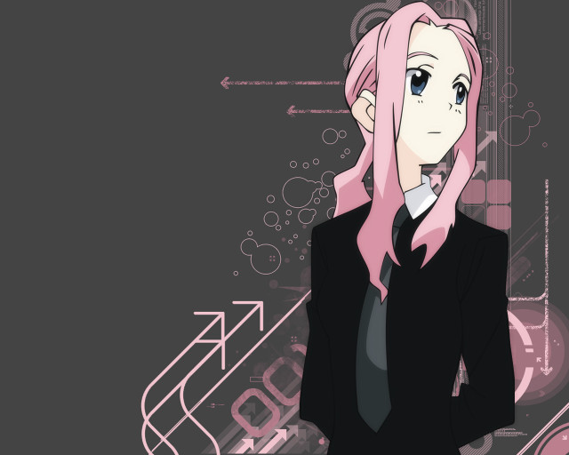 Pink hair woman black suit free wallpaper for desktop - medium preview image