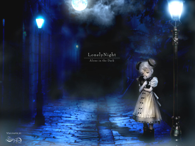 Girl dress alley moon night free wallpaper for desktop - medium preview image