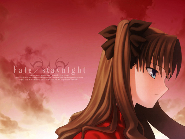 Anime longhair reddress cloudy sunset free wallpaper for desktop - medium preview image