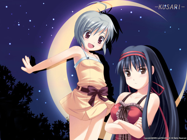 Moon girls stars tree aurora free wallpaper for desktop - medium preview image