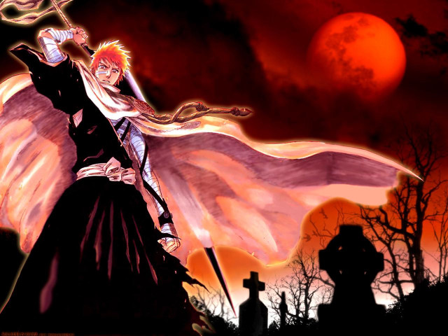 Man sword woman graveyard night free wallpaper for desktop - medium preview image