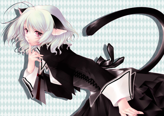 Anime catgirl gothic portrait argyle free wallpaper for desktop - medium preview image