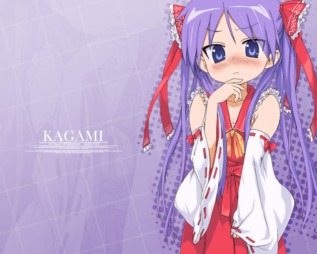 Anime girl purple hair red #2 free wallpaper for desktop - medium preview image