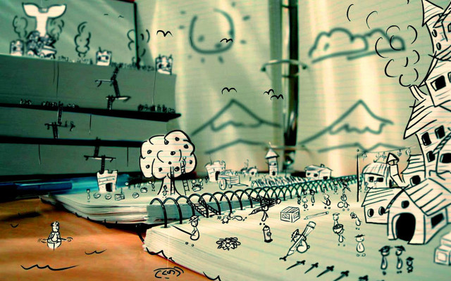 City drawing buildings people notebook free wallpaper for desktop - medium preview image