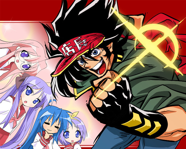 Cartoon hat sword red background free wallpaper for desktop - medium preview image