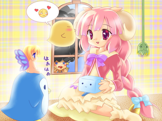 Girl bird horns braid pink free wallpaper for desktop - medium preview image