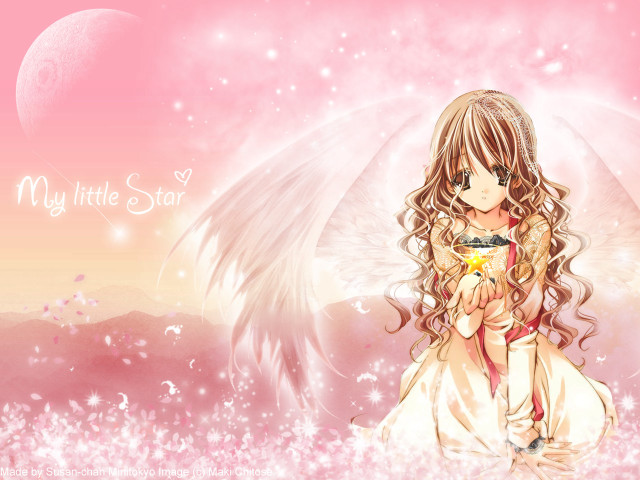 Girl angel star pink wings free wallpaper for desktop - medium preview image