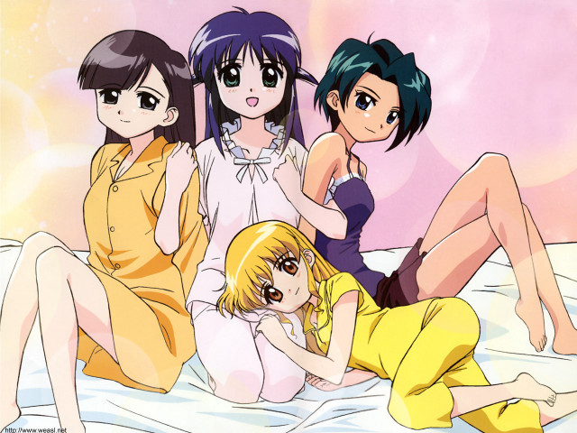 Group women bed cartoon pink free wallpaper for desktop - medium preview image