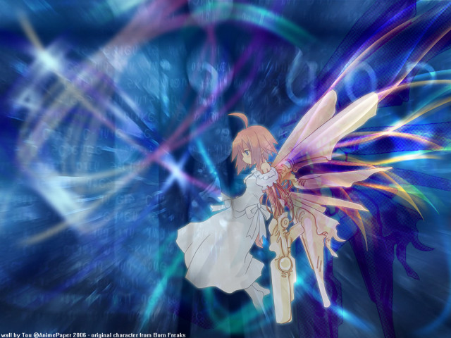 Girl sword blue background angel free wallpaper for desktop - medium preview image