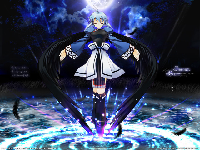 Anime character blue hair moonlight free wallpaper for desktop - medium preview image