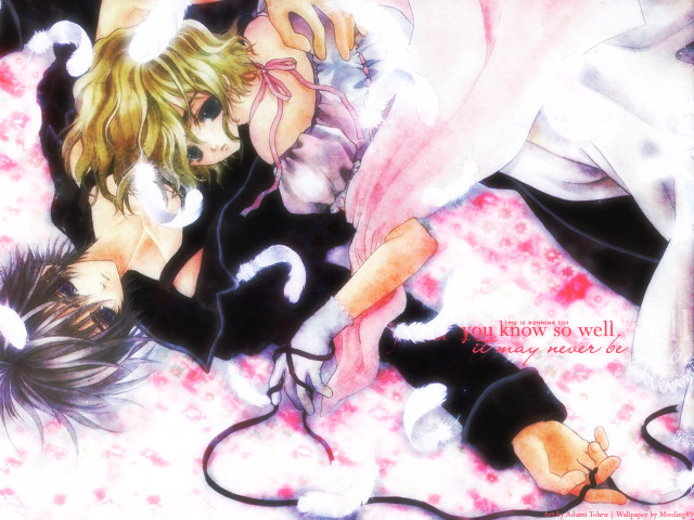 Anime couple bird cherryblossoms pinkdress free wallpaper for desktop - medium preview image