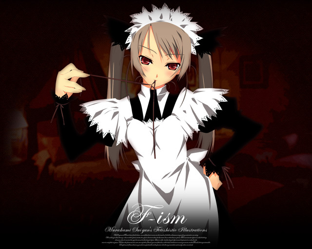 Maid portrait red eyes smoking free wallpaper for desktop - medium preview image