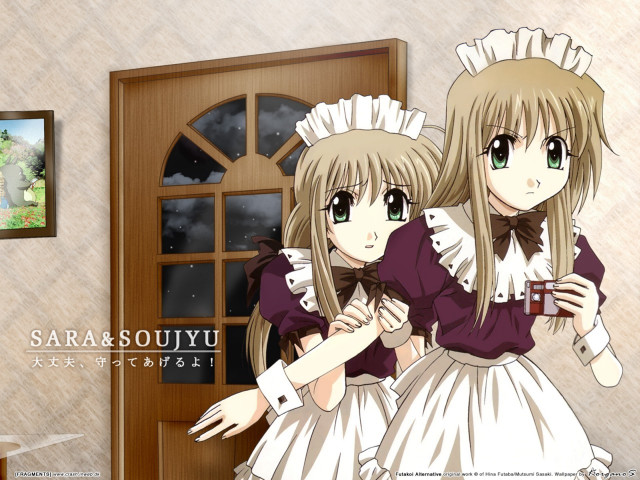 Anime maid girls door starry free wallpaper for desktop - medium preview image