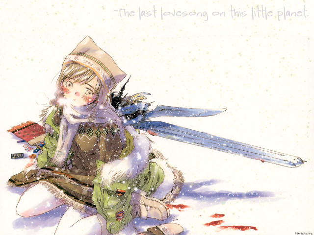 Woman kneeling knife bloody hand #2 free wallpaper for desktop - medium preview image