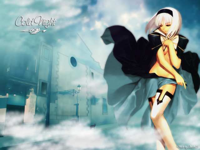 Flying woman gothic anime matte free wallpaper for desktop - medium preview image