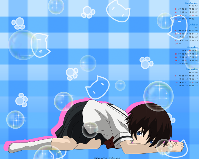 Bubbles anime girl checkered sky free wallpaper for desktop - medium preview image