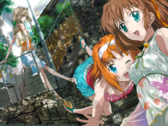 Two girls building tree ai free wallpaper for desktop - medium preview image