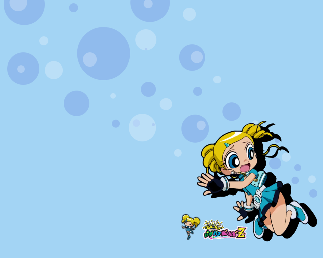 Cartoon girl flying bubbles candybar free wallpaper for desktop - medium preview image