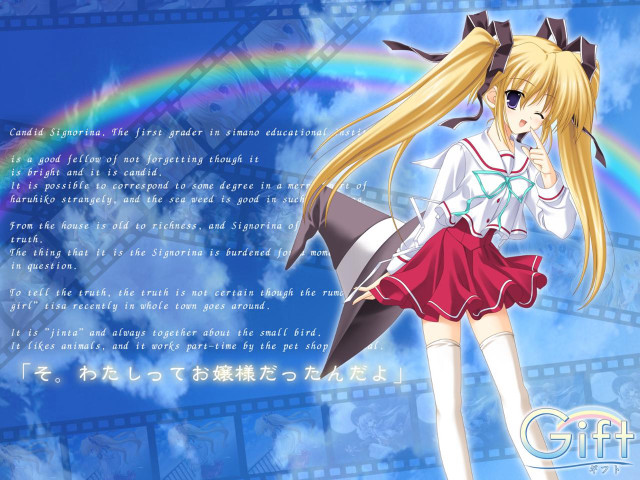 Girl rainbow schooluniform blonde twintails free wallpaper for desktop - medium preview image
